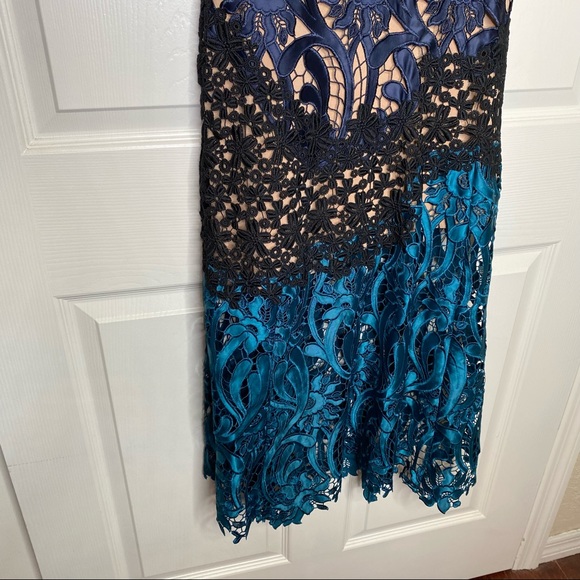 Self-Portrait Prairie Midi Dress in Blue Size 0 - Picture 7 of 14